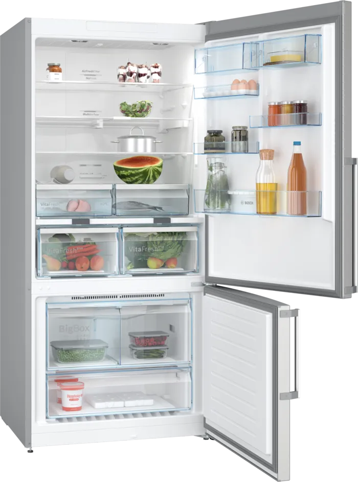 Bosch Freestanding No Frost Refrigerator with Bottom freezer, 631 Liters, Silver - KGN86CI3E8 Bosch Freestanding No Frost Refrigerator with Bottom freezer, 631 Liters, Silver - KGN86CI3E8